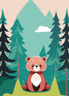 Cute Bear In The Forest