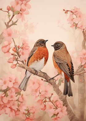 Robin Bird Couple Painting