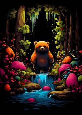 Bear Colorful landscape 