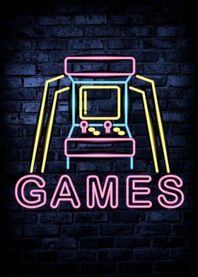 Acade Games Neon Poster