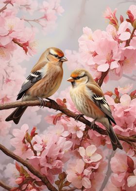 Goldfinch Bird Couple Art