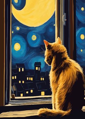 Starry Night Cat 