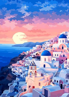 Pastel Greece Illustration