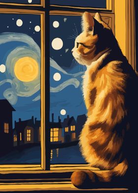 Starry Night Cat 