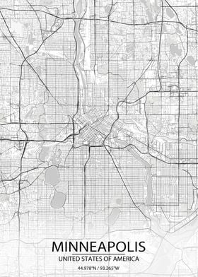 Minneapolis USA White Map