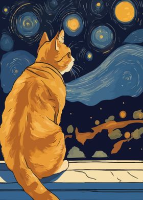 Starry Night Cat 