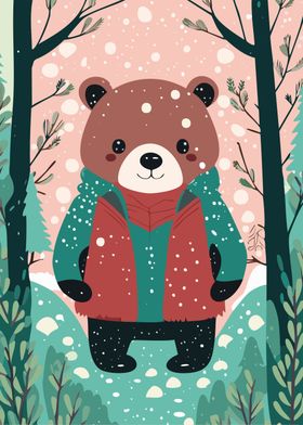 Cute Bear In The Forest