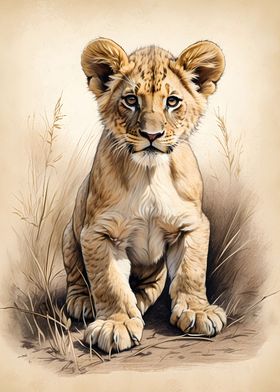 Lion Cub In The Savannah