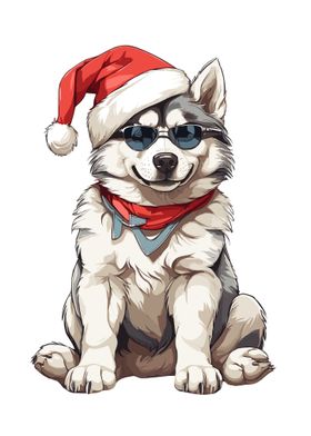 Christmas Husky