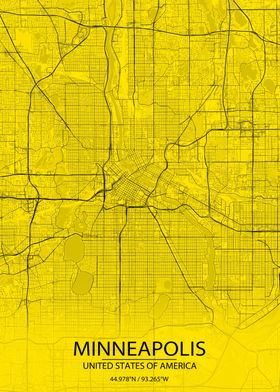 Minneapolis Yellow US Map