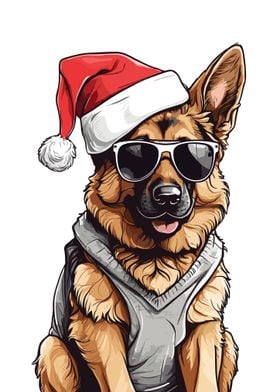 Christmas German Shepherd