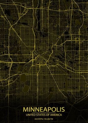 Minneapolis US Yellow Map