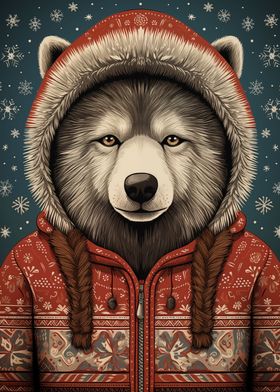 Husky Dog Christmas Art