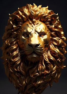 Gold lion head