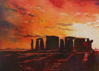 Stonehenge ruins sunset