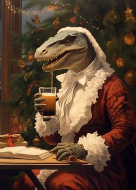 T Rex Drink Beer Xmas