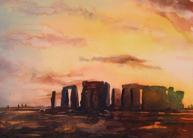 Ruins Stonehenge sunset