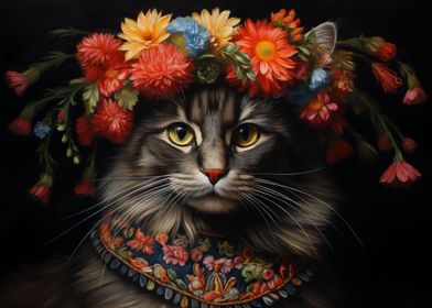 Cat in Ukrainian costume 