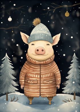 Cute Funny Pig Xmas 