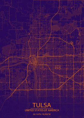 Tulsa Oklahoma Purple Map