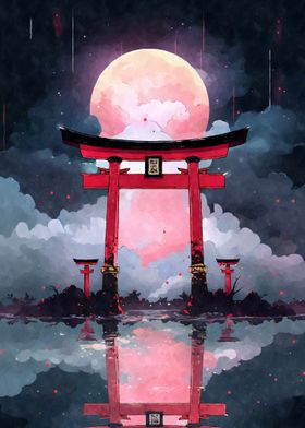 Torii Gate Full Moon