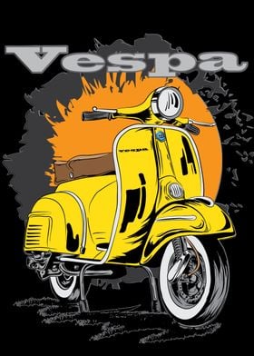 Yellow Vespa classic Retro