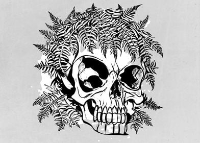 Psychedelic Ink Fern Skull