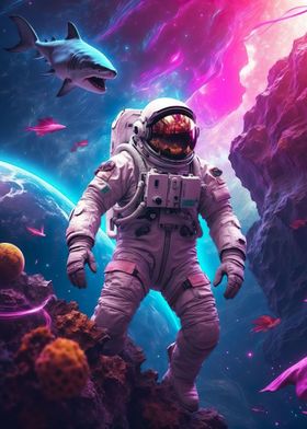 Astronaut in Space Shark