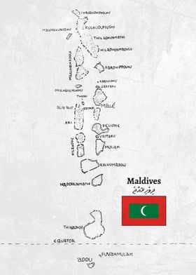 Handdrawn Maldives Map