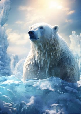 Polar Bear in Ice World