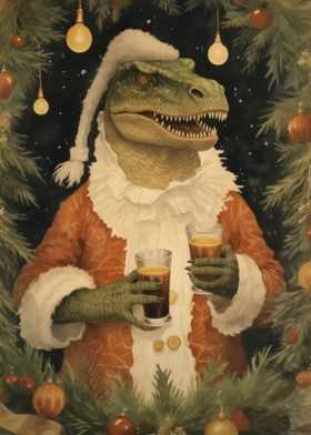 T Rex Drink Beer Xmas