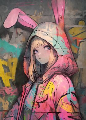 Bunny Girl Hoodie Graffiti