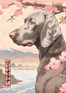 Weimaraner Woodblock Print