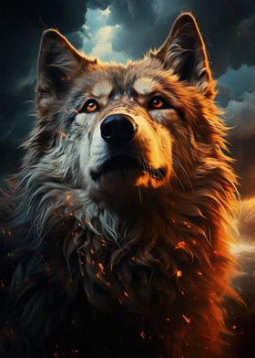 wolf sky night moon animal