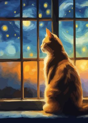 Starry Night Cat