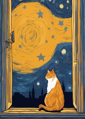 Starry Night Cat