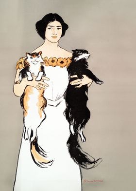 Woman Holding Cats