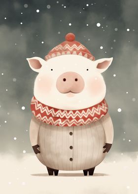 Cute Funny Pig Xmas 