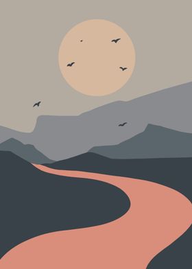 moon mountain minimalist 