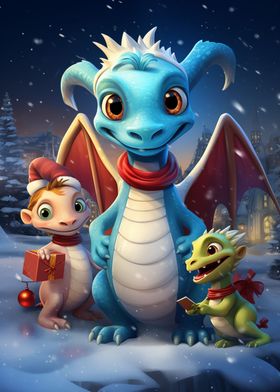 Christmas Dragon Family