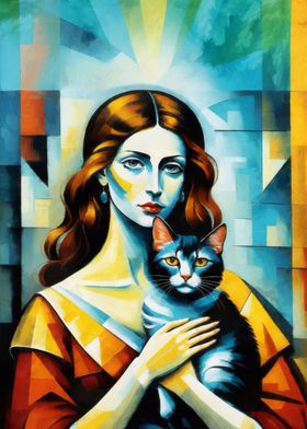Woman with cat portrait