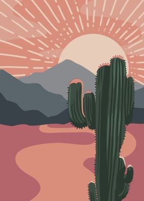 cactus sunset minimalist