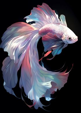 Iridescent White Betta 1