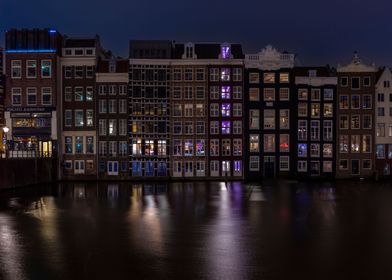 Amsterdam houses by night