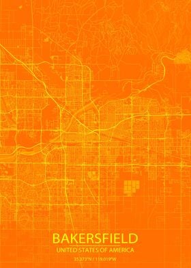 Bakersfield USA Orange Map