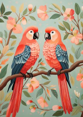 Parrot Couple in Nature