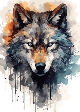 Wolf Face Watercolor