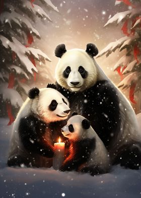 Cute Panda Family Xmas