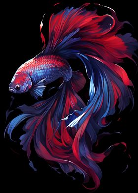 Blue and Red Betta