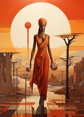 African Woman Desert 